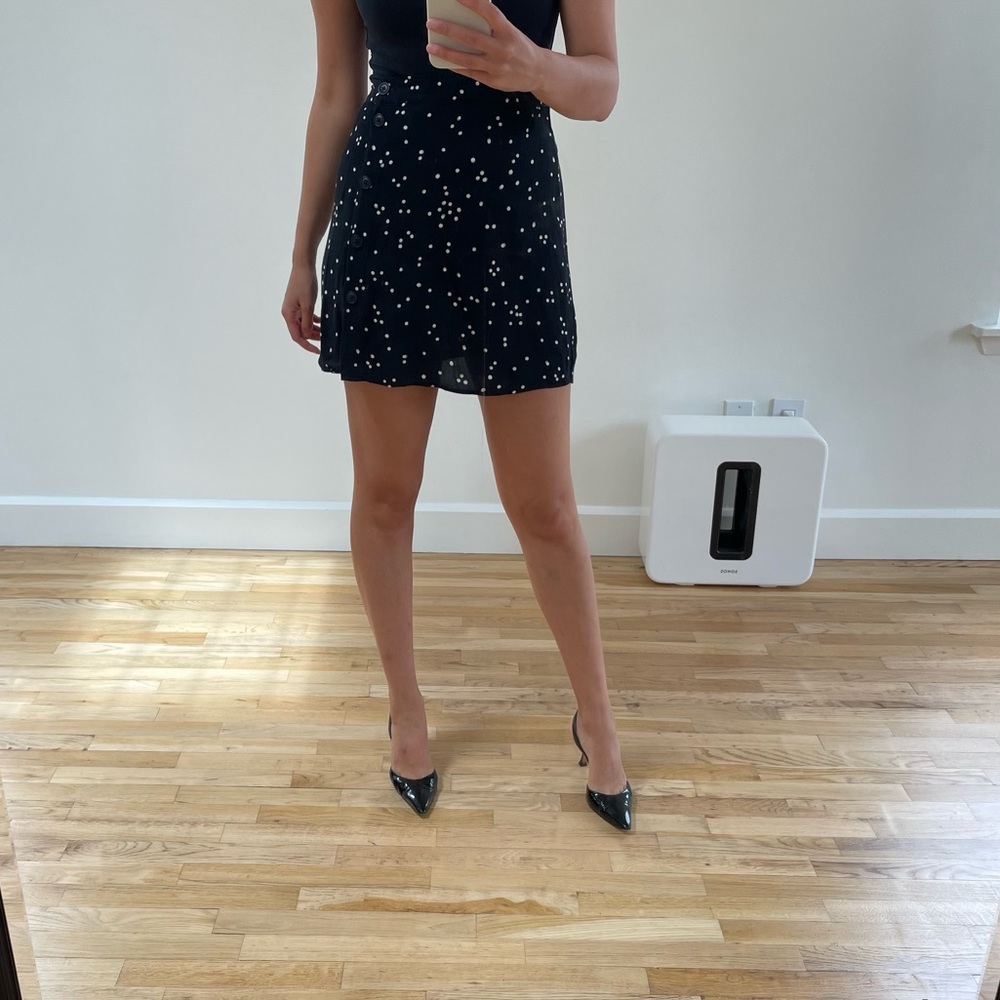 Flowy mini skirt with dot pattern, size 4